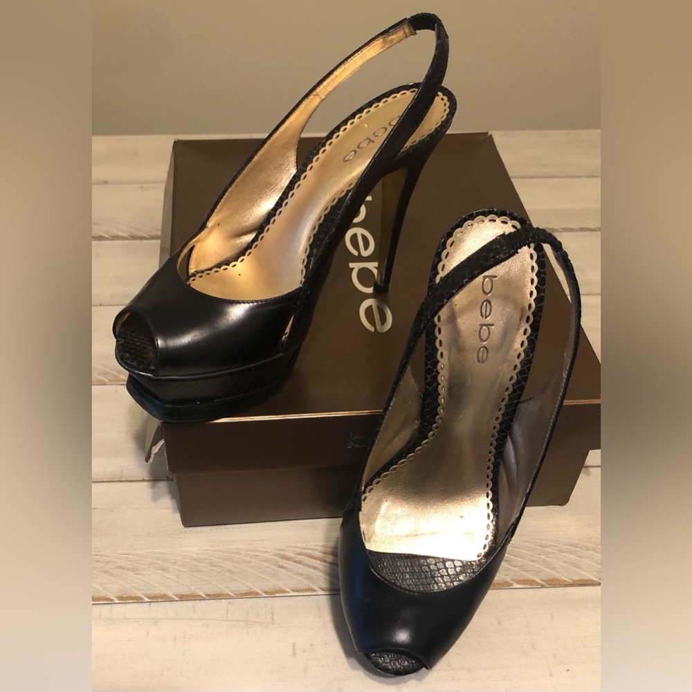 Bebe, Black Strap Sandals, 8